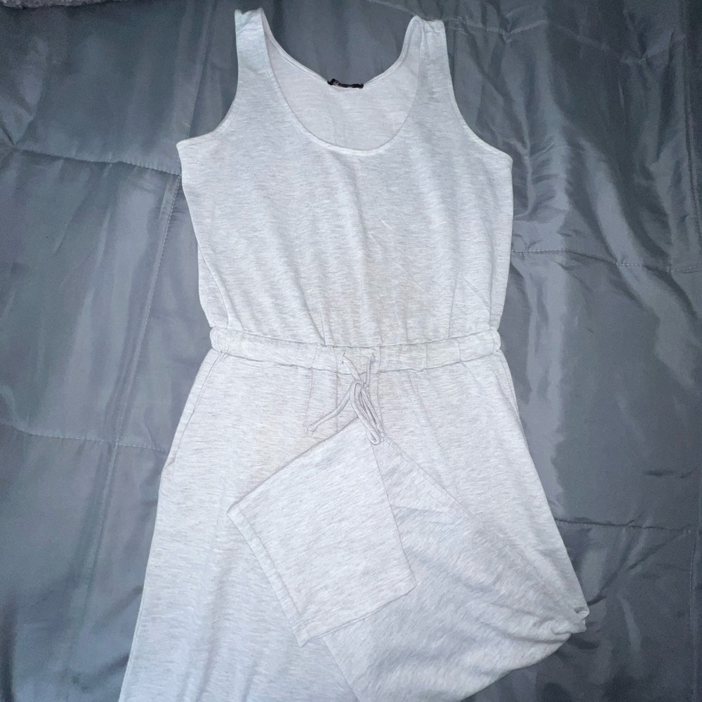 Light Gray Sleeveless Jumpsuit Pocket